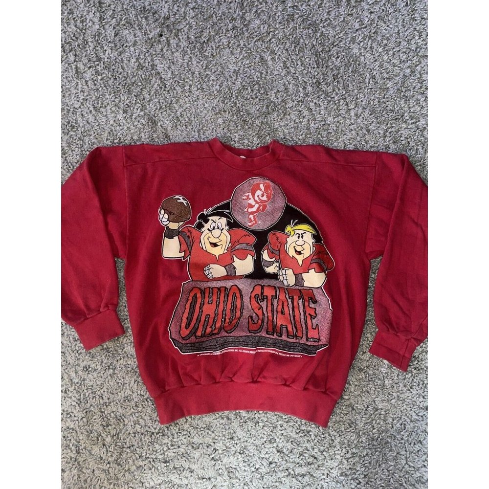 Vintage Ohio State Buckeyes X Flintstones Crewneck Mens L Sweatshirt Crewneck